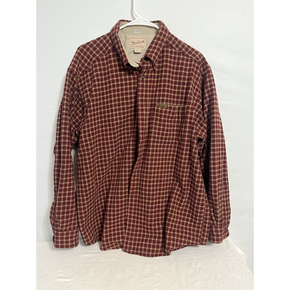 WOOLRICH men's red flannel‎ Embroidered 2XL vtg 80s 90 USA made